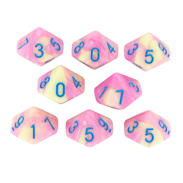 'Love Potion' Pink and Yellow 8 D10 Dice Set - Paladin Roleplaying