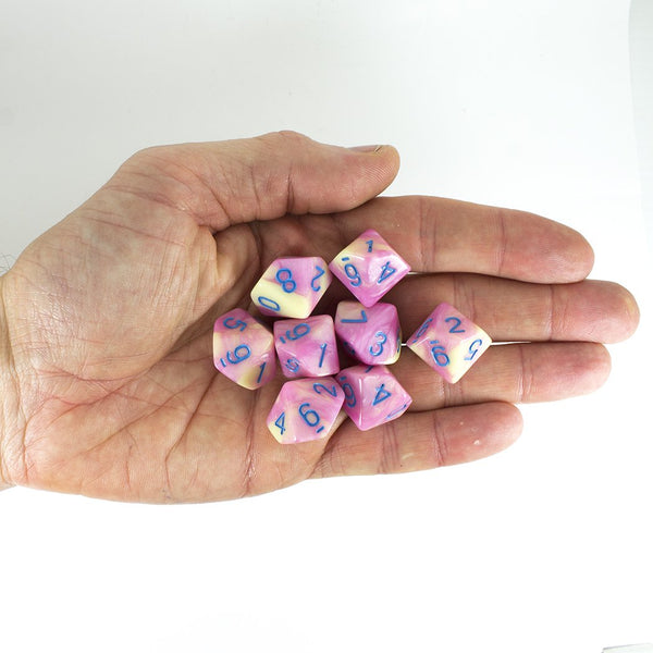 'Love Potion' Pink and Yellow 8 D10 Dice Set - Paladin Roleplaying