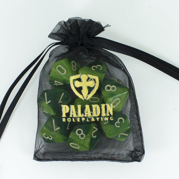 'Sylvan Glade' Marbled Green 8 D10 Dice Set - Paladin Roleplaying