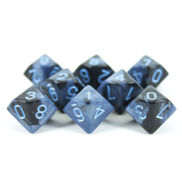 'Storm Lord' Grey and Blue 8 D10 Dice Set - Paladin Roleplaying