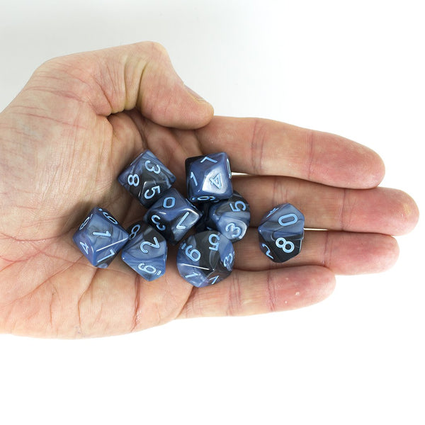 'Storm Lord' Grey and Blue 8 D10 Dice Set - Paladin Roleplaying