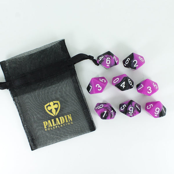 'Succubus' Pink and Black 8 D10 Dice Set - Paladin Roleplaying