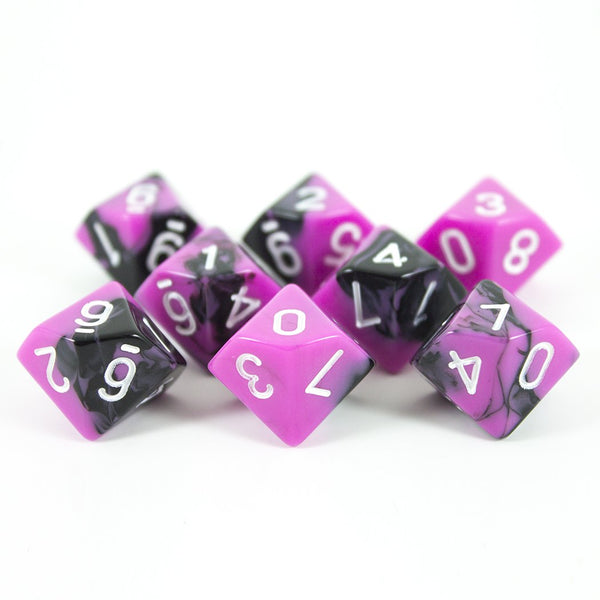 'Succubus' Pink and Black 8 D10 Dice Set - Paladin Roleplaying