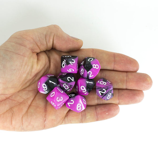 'Succubus' Pink and Black 8 D10 Dice Set - Paladin Roleplaying