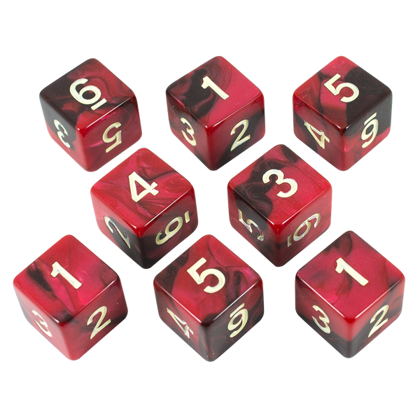 'Blood God' Red and Brown Marble 8 D6 Dice Set - Paladin Roleplaying