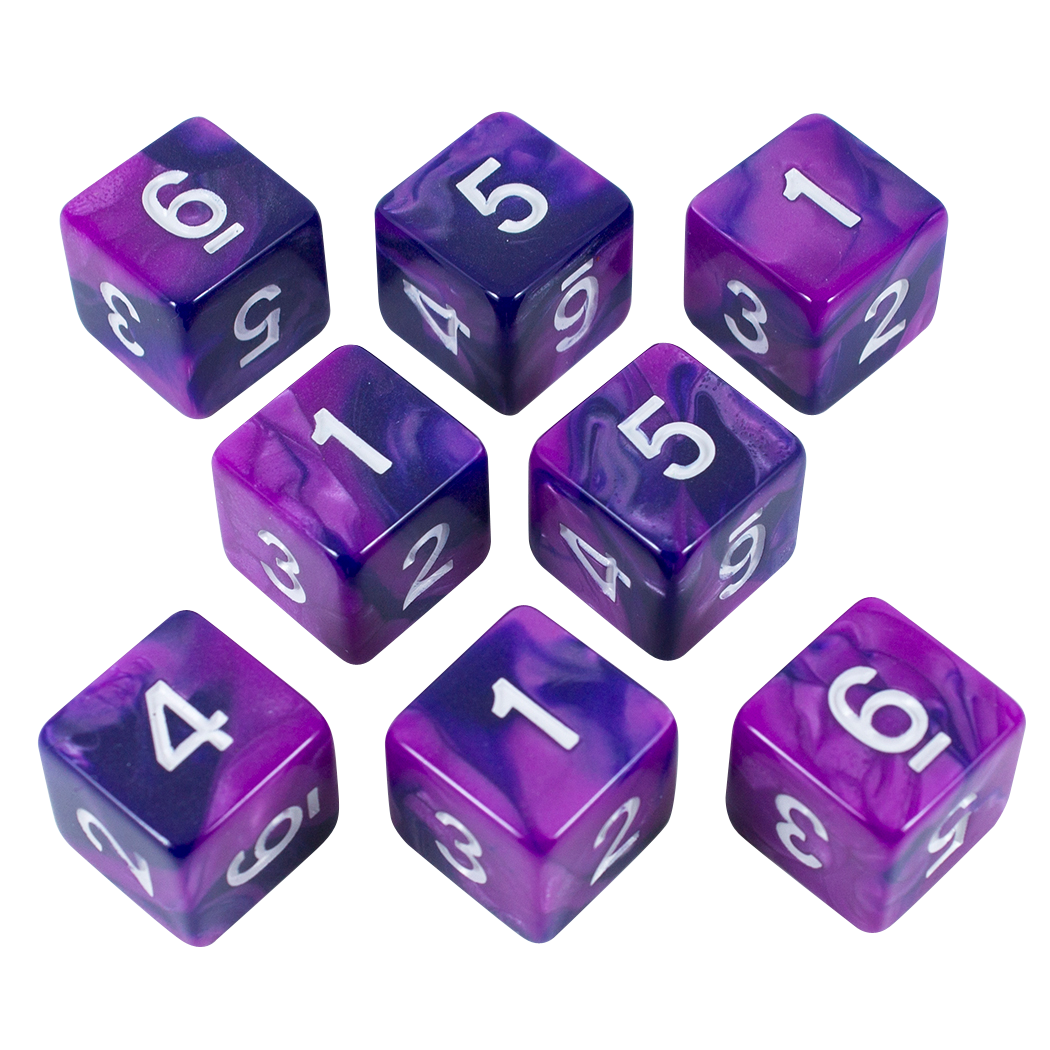 'Purple Worm' Purple and Blue 8 D6 Dice Set - Paladin Roleplaying