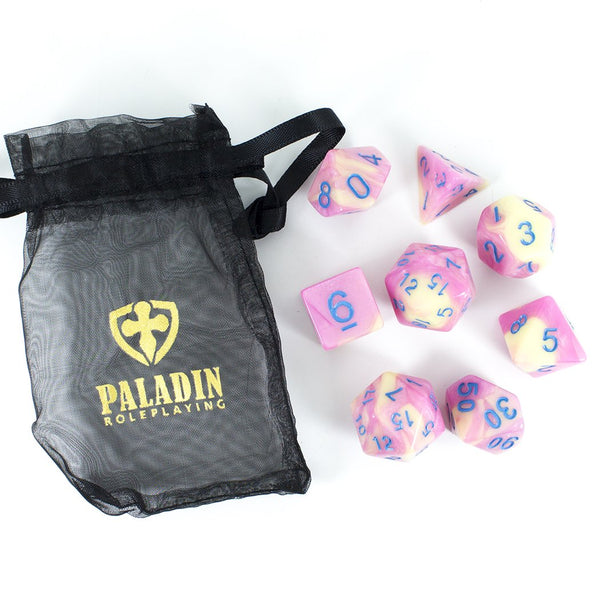 'Love Potion' Pink and Yellow Dice - Expanded Polyhedral Set With Extra D20 - Paladin Roleplaying