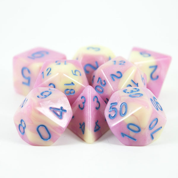 'Love Potion' Pink and Yellow Dice - Expanded Polyhedral Set With Extra D20 - Paladin Roleplaying