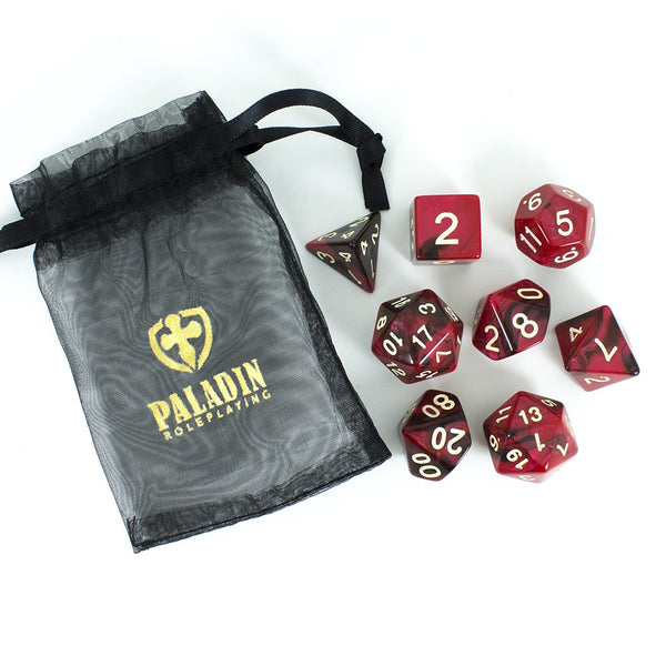 'Blood God' Red and Brown Dice - Expanded Polyhedral Set With Extra D20 - Paladin Roleplaying