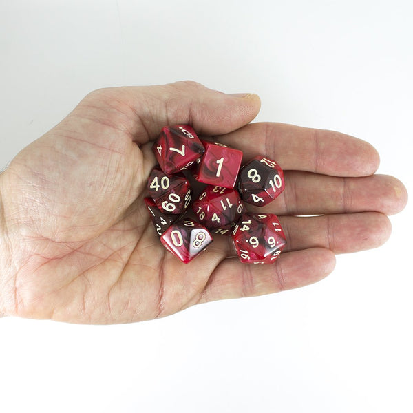 'Blood God' Red and Brown Dice - Expanded Polyhedral Set With Extra D20 - Paladin Roleplaying