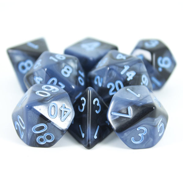 'Storm Lord' Grey and Blue Dice - Expanded Polyhedral Set With Extra D20 - Paladin Roleplaying