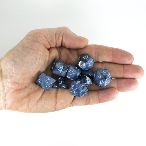 'Storm Lord' Grey and Blue Dice - Expanded Polyhedral Set With Extra D20 - Paladin Roleplaying