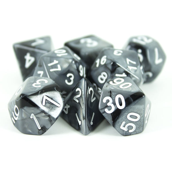 'Claws Of Darkness' Grey and Black Dice - Expanded Polyhedral Set With Extra D20 - Paladin Roleplaying