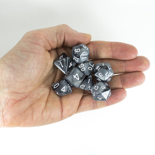 'Claws Of Darkness' Grey and Black Dice - Expanded Polyhedral Set With Extra D20 - Paladin Roleplaying