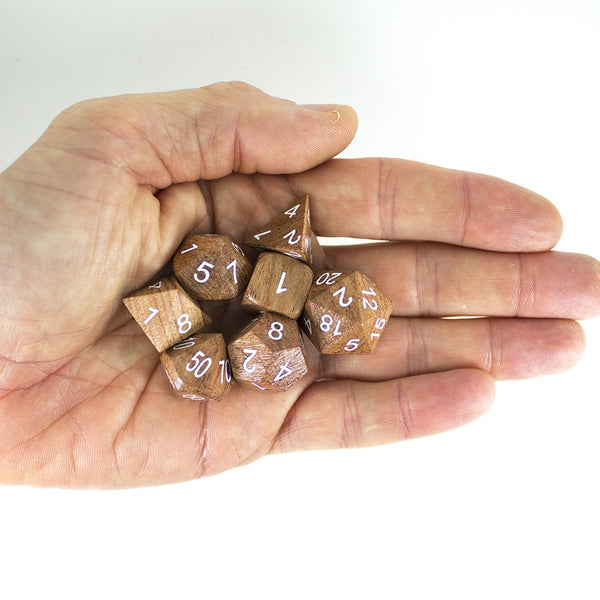 'Wildwood' Wooden DnD Dice - Full RPG Dice Set - Rosewood - Paladin Roleplaying