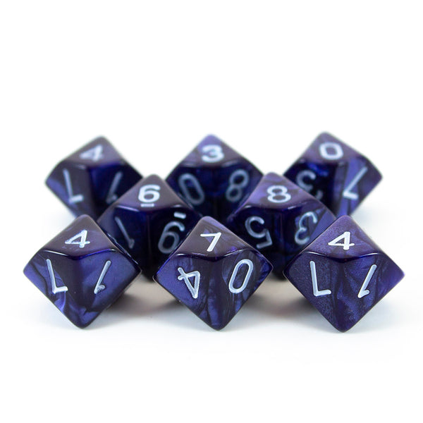 Blue Pearl Dice - 8 D10 Set - 'Nightfall'