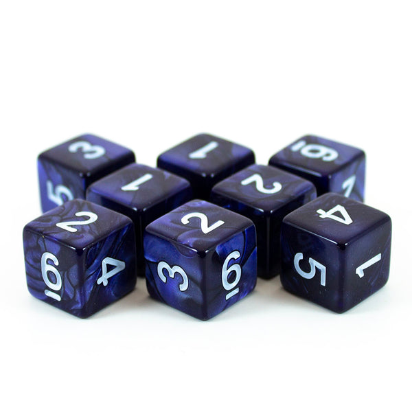 Blue Pearl Dice - 8D6 Set - 'Nightfall'