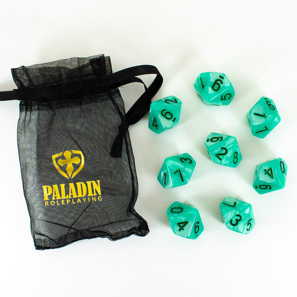 Turquoise Pearl Dice - 8 D10 Set - 'Aqua'