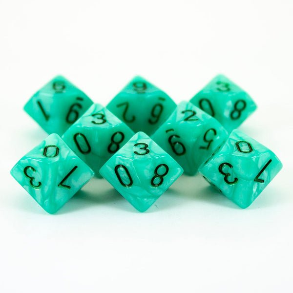 Turquoise Pearl Dice - 8 D10 Set - 'Aqua'