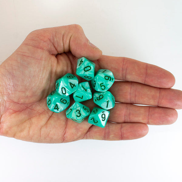 Turquoise Pearl Dice - 8 D10 Set - 'Aqua'