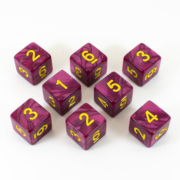 Purple Pearl Dice - 8D6 Set - 'Plum'