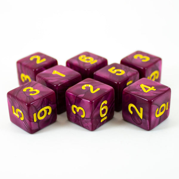 Purple Pearl Dice - 8D6 Set - 'Plum'