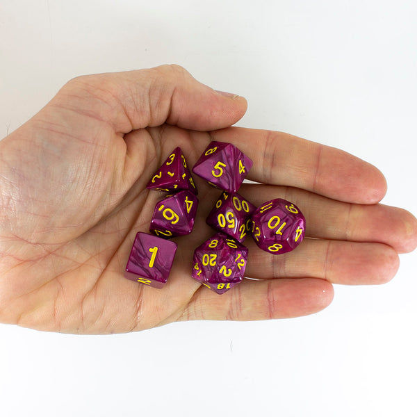 Purple Pearl RPG Dice - Full Polyhedral Set - 'Plum'