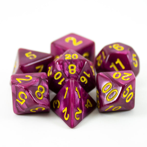 Purple Pearl RPG Dice - Full Polyhedral Set - 'Plum'