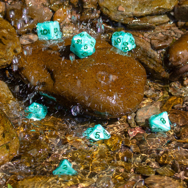 Turquoise Pearl RPG Dice - Full Polyhedral Set - 'Aqua'