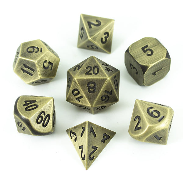 Antique Gold Metal Dice Set, In Presentation Tin - Paladin Roleplaying