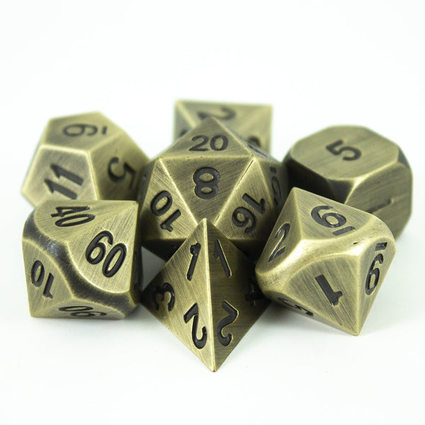 Antique Gold Metal Dice Set, In Presentation Tin - Paladin Roleplaying