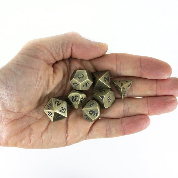 Antique Gold Metal Dice Set, In Presentation Tin - Paladin Roleplaying