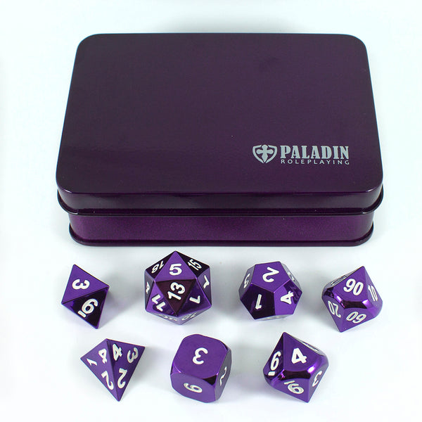 Purple Metal Dice Set, In Presentation Tin