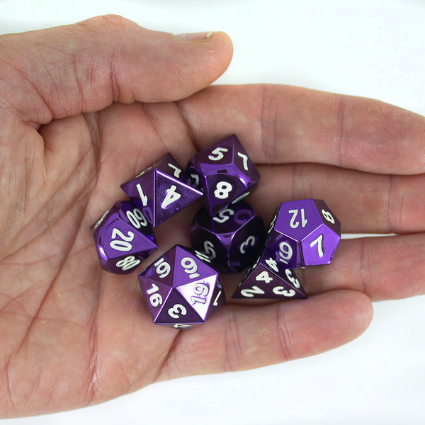 Purple Metal Dice Set, In Presentation Tin