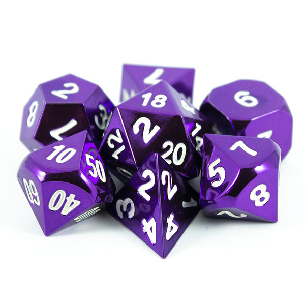 Purple Metal Dice Set, In Presentation Tin