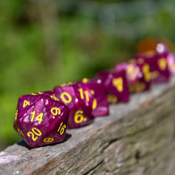 Purple Pearl RPG Dice - Full Polyhedral Set - 'Plum'