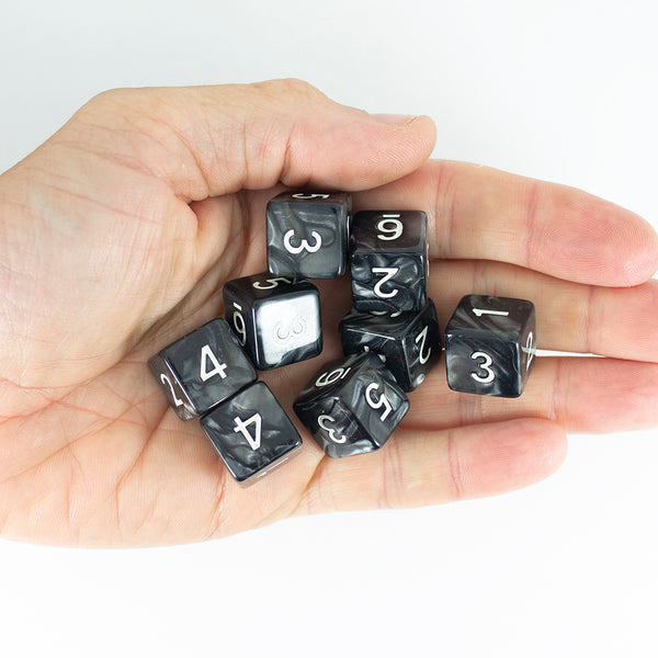 Grey Pearl Dice - 8D6 Set - 'Granite'