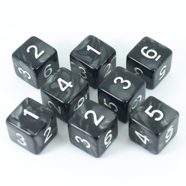 Grey Pearl Dice - 8D6 Set - 'Granite'