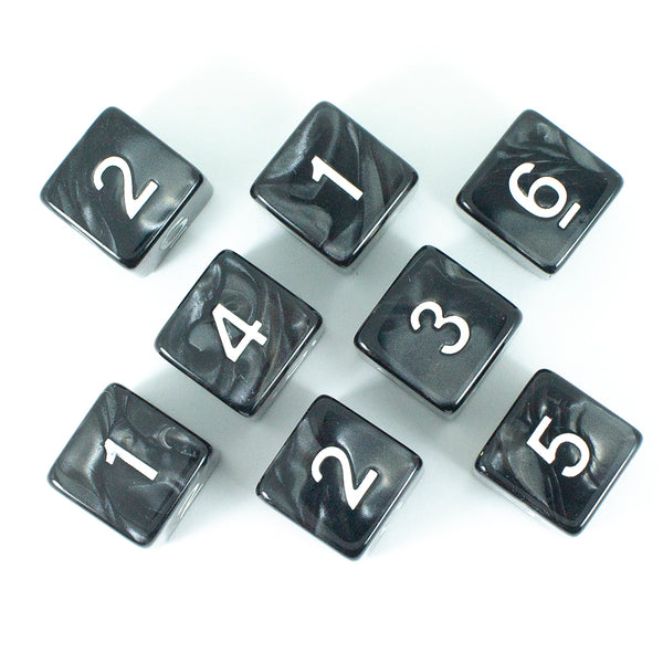 Grey Pearl Dice - 8D6 Set - 'Granite'