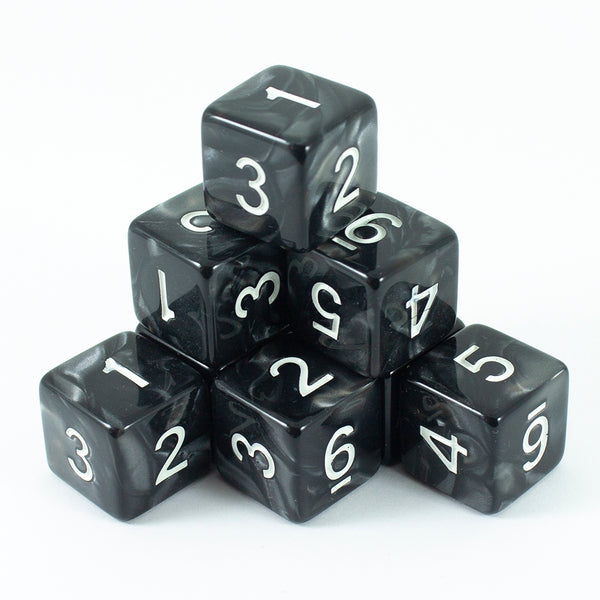 Grey Pearl Dice - 8D6 Set - 'Granite'