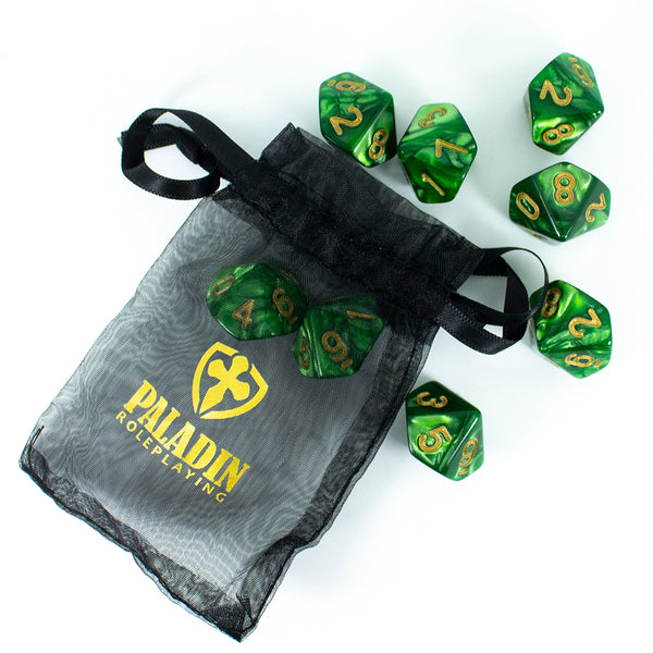 Green Pearl Dice - 8 D10 Set - 'Moss'