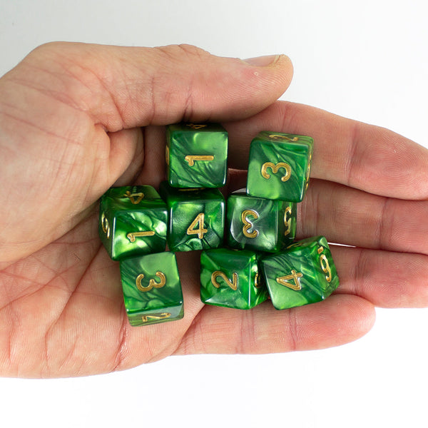 Green Pearl Dice - 8D6 Set - 'Moss'