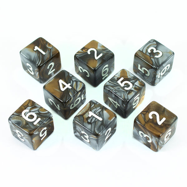 'Gargoyle' Bronze and Grey 8 D6 Dice Set