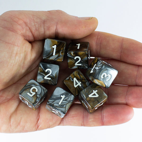 'Gargoyle' Bronze and Grey 8 D6 Dice Set