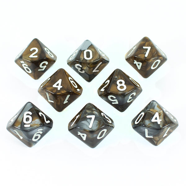 'Gargoyle' Bronze and Grey 8 D10 Dice Set