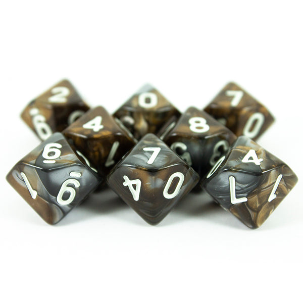 'Gargoyle' Bronze and Grey 8 D10 Dice Set