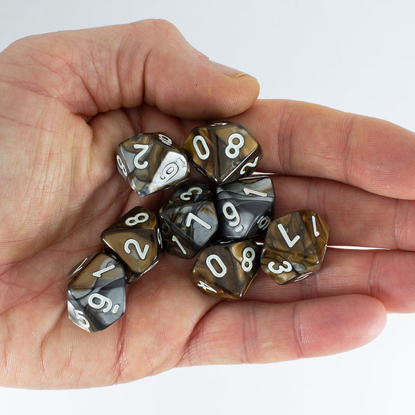 'Gargoyle' Bronze and Grey 8 D10 Dice Set