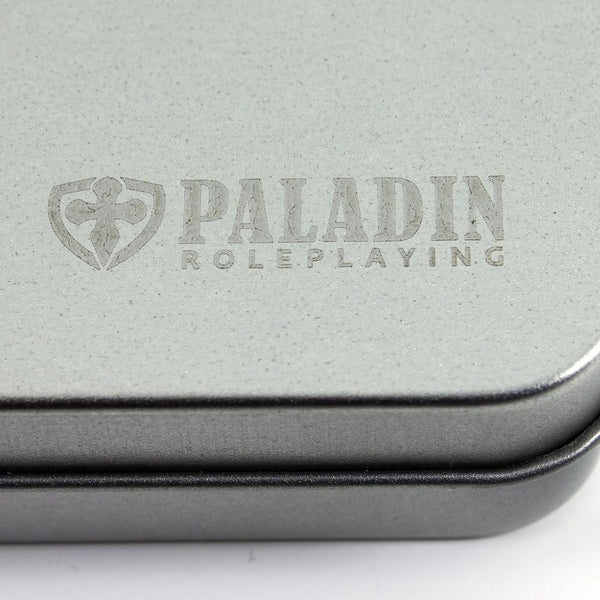Paladin Roleplaying Metal Dice Tin - Silver - Paladin Roleplaying