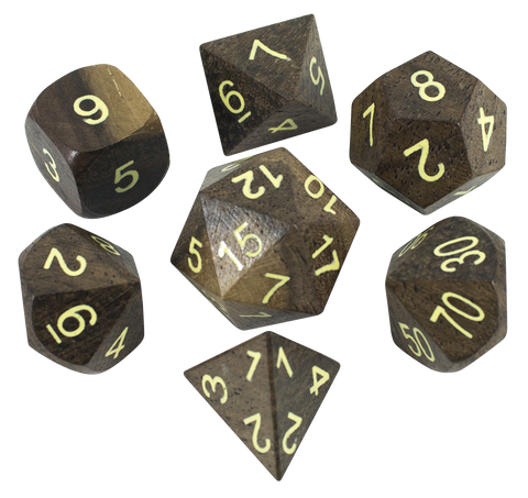 'Wildwood' Wooden DnD Dice - Full RPG Dice Set - Ebony - Paladin Roleplaying