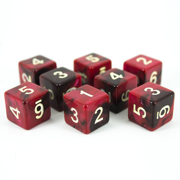 'Blood God' Red and Brown Marble 8 D6 Dice Set - Paladin Roleplaying